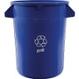 Genuine Joe Heavy-Duty Trash Container - 32 gal Capacity - Side Handle, Venting Channel - Plastic - (GJO60464CT)