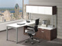 Modern L-Shaped Desk with Side Storage and Hutch