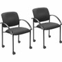 Lorell Upholstered Guest Chair with Arms - Black Seat - Black Steel Frame - Four-legged Base - - - (LLR65965)