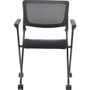 Lorell Mobile Mesh Back Nesting Chairs with Arms - Black Fabric Seat - Metal Frame - 2 / Carton (LLR41845)
