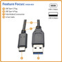 Eaton Tripp Lite Series USB-C to USB-A Cable (M/M), USB 3.2 Gen 1 (5 Gbps), Thunderbolt 3 3 ft. m) (TRPU428003)