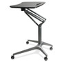 Lorell Gas Lift Height-Adjustable Mobile Desk - Black Rectangle Top - Powder Coated Base - Height - (LLR84838)