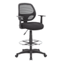 Miles Commercial Grade Task Stool Chair with Arms Black Mesh Back / Black Fabric Seat,MOS2T01606AST,2T01606AST

