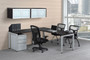 Elements Laminate Contemporary L-Shaped Desk with Wall Mounted Overhead Storage and Optional Drawers