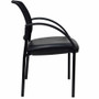Lorell Mobile Mesh Back Guest Chair with Arms - Black Seat Color - Faux Leather Seat Material - - - (LLR60462)