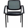 Lorell Mobile Mesh Back Guest Chair with Arms - Black Seat Color - Faux Leather Seat Material - - - (LLR60462)