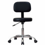 Lorell 16" Round Seat Pneumatic-Lift Stool with Back - Vinyl Seat Material - 5-star Base - Black - (LLR69511)