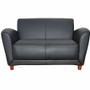 Lorell Accession Reception Loveseat - 55" x 34.5" x 31.3" Overall Dimension - Leather Black Seat - (LLR68951)