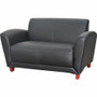 Lorell Accession Reception Loveseat - 55" x 34.5" x 31.3" Overall Dimension - Leather Black Seat - (LLR68951)