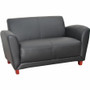 Lorell Accession Reception Loveseat - 55" x 34.5" x 31.3" Overall Dimension - Leather Black Seat - (LLR68951)