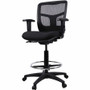 Lorell Ratchet Back Mesh Mid-Back Stool - Black Seat Color - Fabric Seat Material - Black Back - - (LLR86801)