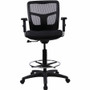 Lorell Ratchet Back Mesh Mid-Back Stool - Black Seat Color - Fabric Seat Material - Black Back - - (LLR86801)