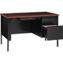 Lorell Fortress Series 48" Right Single-Pedestal Desk - Laminated Rectangle, Walnut Top - 30" Table (LLR66902)