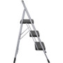 Cosco Ultra-Thin 3-Step Ladder - 3 Step - 200 lb Load Capacity52.8" Height - Black, Platinum (CSC11408PBL1E)