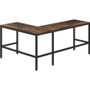 NuSparc L-Shaped Metal Frame Desk - Vintage Oak L-shaped, Black Top - Contemporary Style - 200 lb - (NPRDK102RRRK)