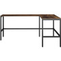 NuSparc L-Shaped Metal Frame Desk - Vintage Oak L-shaped, Black Top - Contemporary Style - 200 lb - (NPRDK102RRRK)