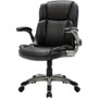 NuSparc Leather Rolling Chair - Mid Back - 5-star Base - Black - Bonded Leather - Armrest - 1 Each (NPRCH101LABK)