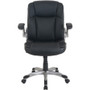 NuSparc Leather Rolling Chair - Mid Back - 5-star Base - Black - Bonded Leather - Armrest - 1 Each (NPRCH101LABK)