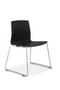 Barre Black Stackable and ganging chair, Polypropylene shell, Silver powder coated solid wire metal frame