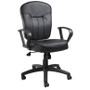 Boss Black Leather Task Chair W/ Loop Arms (B1562)