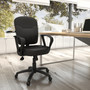 Boss Black Leather Task Chair W/ Loop Arms (B1562)