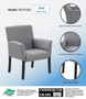 Boss Box Arm guest, accent or dining chair W/Black Base (B659-MG)