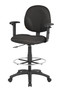Boss Black Fabric Drafting Stools W/Adj Arms & Footring (B1691-BK)