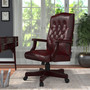 Boss Classic Executive Oxblood Vinyl Chair With Mahogany Finish Frame (B905-BY)