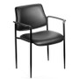 Boss Square Back  Diamond Stacking Chair W/Arm In Black Caressoft (B9503-CS)