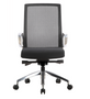 Moderno Classico Ergonomic Executive Chair, Mesh Back, Black Fabric Seat, Aluminum Loop Arms, Cast Aluminum Base (CD-411A)
