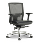 Argento Series - Ergonomic Executive Task Chair, Black Mesh Back, Tungsten Base, Black Bonded Leather Seat (CD-5B)