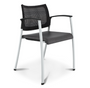 Spazio Visitor Black Mesh Chair Tungsten Frame Black Leather Seat (CD-841B-T (4))