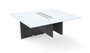 Rectangular Glass Top Extension 48"Lx48"Dx29"H for 120" and 138" Conference Table. Pure White Glass, Grigio Base (CD-EGTCT4848-G)