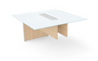 Rectangular Glass Top Extension 48"Lx48"Dx29"H for 120" and 138" Conference Table. Pure White Glass, Miele Base (CD-EGTCT4848-MI)