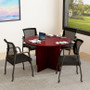 Boss Office Suite Office Products 47"W Executive Round Conference Table and Chairs, Mahogany (GROUP123M-B)