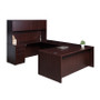 Boss Office Suite Office Products 66 Inch Executive U-Shape Desk with Box/Box/File Storage Pedestal and 4 door Hutch, Mahogany (GROUPA15-M)