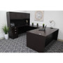 Boss Office Suite Office Products 66 Inch Executive U-Shape Desk with Box/Box/File Storage Pedestal and 4 door Hutch, Mocha (GROUPA15-MOC)