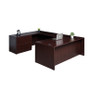 Boss Office Suite Office Products 71 Inch Executive U-Shape Desk with 2 Drawer Lateral File and Credenza, Mahogany (GROUPA8-M)
