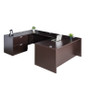 Boss Office Suite Office Products 71 Inch Executive U-Shape Desk with 2 Drawer Lateral File and Credenza, Mocha (GROUPA8-MOC)