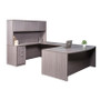 Boss Office Suite Ofice Products 71 Inch Executive U-Shaped Curved Bow Desk with Box/BoxFile Storage Pedestal and 4 Door Hutch, Driftwood (GROUPAH-DW)