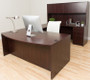 Boss Office Suite Ofice Products 71 Inch Executive U-Shaped Curved Bow Desk with Box/BoxFile Storage Pedestal and 4 Door Hutch, Mahogany (GROUPAH-M)