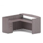 Boss Office Suite 71" Frosted Reception Desk with Reversible Return & B/B/F Pedestal, Driftwood (GROUPB-DW2)