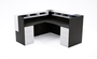 Single Station Left Handed Reception with Rectangular Laminate Top, Return and Front Overlay Conversions Espresso (Layout-P-REC-S3-E)