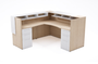 Single Station Left Handed Reception with Rectangular Laminate Top, Return and Front Overlay Conversions Miele (Layout-P-REC-S3-MI)