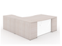 Blanc De Gris L-Shaped Bow Front Desk with Glass Modesty Panel (P-101-BDG(GROUP)