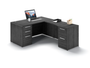 L-Shaped Rectangular Desk with Laminated Modesty Panel - Grigio (P-104-G(GROUP))