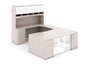 U-Shaped Bow front Desk with Glass Modesty Panel and Hutch (P-105-BDG(GROUP))