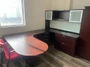Mahogany 71" Executive U-Shaped Peninsula Desk with Hutch, Glass Doors & Magnetic Glassboard (MOSUSEDMAHPL133UH)