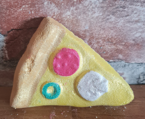 Pizza Slice Bath Bomb - Hand Painted with embeds