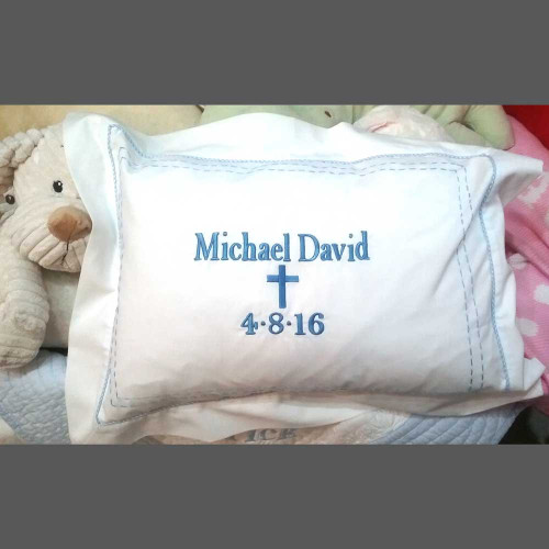 Stitched and Piping Baptism Pillow